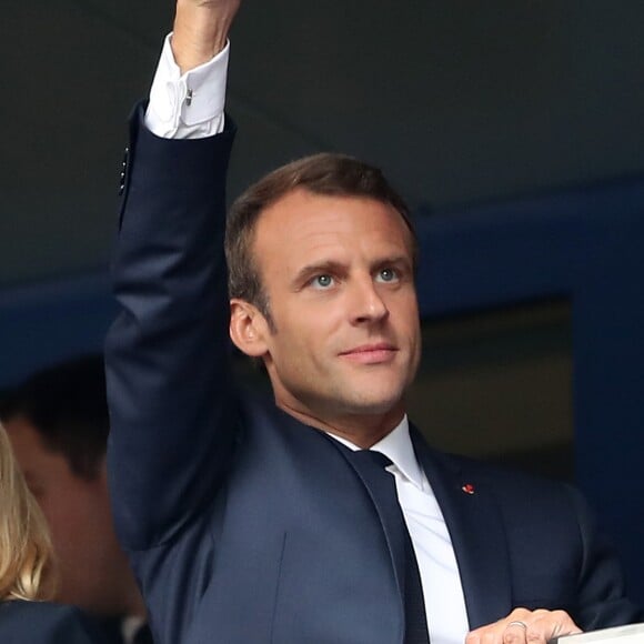 Emmanuel Macron - People au stade Loujniki lors de la finale de la Coupe du Monde de Football 2018 à Moscou, opposant la France à la Croatie à Moscou le 15 juillet 2018 .© Cyril Moreau/Bestimage