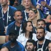 Nikos Aliagas et sa compagne Tina Grigoriou, Omar Sy - People au stade Loujniki lors de la finale de la Coupe du Monde de Football 2018 à Moscou, opposant la France à la Croatie à Moscou le 15 juillet 2018 .© Cyril Moreau/Bestimage