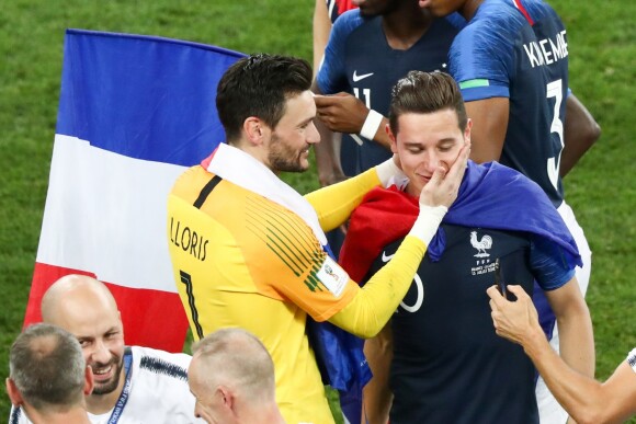 Hugo Lloris et Florian Thauvin - Finale de la Coupe du Monde de Football 2018 en Russie à Moscou, opposant la France à la Croatie (4-2). Le 15 juillet 2018