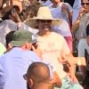 Exclusif - Donald Trump Jr (l'homme au chapeau de paille) au Nikki Beach à Saint-Tropez. Le 13 juillet 2018 © Luc Boutria / Nice Matin / Bestimage