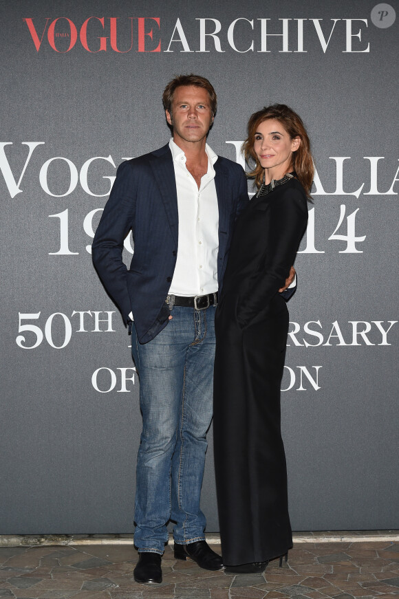 Le prince Emmanuel Philibert de Savoie et Clotilde Courau - Photocall de la soirée "Vogue 50 Archive" à Milan. Le 21 septembre 2014