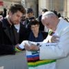 Peter Sagan rencontrant le pape François le 24 janvier 2018 au Vatican.