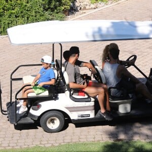 Exclusif - Cristiano Ronaldo et son fils Cristiano Ronaldo Jr en vacances à Costa Navarino en Grèce le 13 juillet 2018.