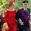 Le roi Philippe et la reine Mathilde de Belgique et leurs enfants la Princesse Elisabeth, le Prince Gabriel , le Prince Emmanuel et la Princesse Eléonore se rendent à la messe à l'occasion de la fête nationale Belge à Bruxelles le 21 juillet 2018
