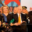 Le roi Philippe de Belgique et la reine Mathilde de Belgique assistent au Bal national à l'occasion de leur 5 ans de règne où ils ont notamment assisté au concert de Lio et Plastic Bertrand, place du Jeu de Balle à Bruxelles le 20 juillet 2018.