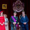 Le Roi Philippe de Belgique, la Reine Mathilde de Belgique et leurs 4 enfants, la princesse Elisabeth, le prince Gabriel, le prince Emmanuel, la princesse Eléonore ainsi que le prince Laurent de Belgique, la princesse Claire de Belgique, la princesse Astrid de Belgique et le prince Lorenz assistent au défilé militaire, à Bruxelles, à l'occasion de la fête Nationale belge.