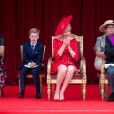 La princesse Elisabeth, le prince Emmanuel de Belgique, le Roi Philippe de Belgique et la Reine Mathilde de Belgique assistent au défilé militaire, à Bruxelles, à l'occasion de la fête Nationale belge. Belgique, Bruxelles, 21 juillet 2018.