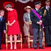 Le prince Emmanuel de Belgique, le Roi Philippe de Belgique et la Reine Mathilde de Belgique assistent au défilé militaire, à Bruxelles, à l'occasion de la fête Nationale belge. Belgique, Bruxelles, 21 juillet 2018.