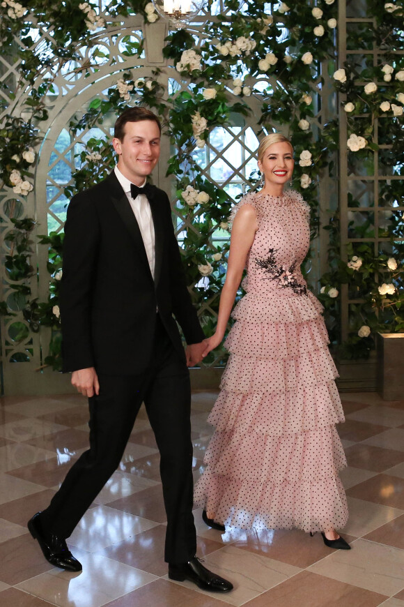 Ivanka Trump et son mari Jared Kushner arrivent au dîner en l'honneur du Président de la République Emmanuel Macron et de la première dame Brigitte Macron (Trogneux) à la Maison Blanche à Washington, le 24 avril 2018. © Stéphane Lemouton/Bestimage