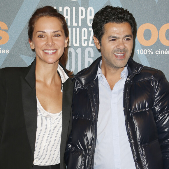 Jamel Debbouze et Melissa Theuriau Soirée de clôture au palais des sports . Grand prix du jury , prix du public et prix d'interprètation rebaptisé désormais prix Michel Galabru pour Fatsah Bouyahmed 19ème festival international du film de comédie de l'Alpe d'Huez 2016 .