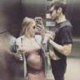 Hilary Duff, enceinte et son compagnon Matthew Koma. Juillet 2018.