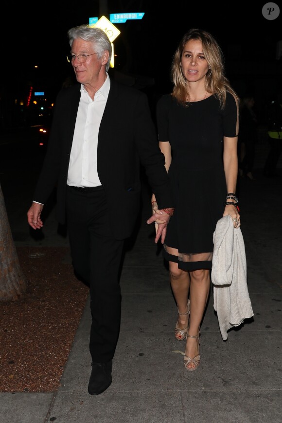Richard Gere et sa compagne Alejandra Silva - Célébrités à la sortie d'une soirée privée au restaurant Delilah à Los Angeles, Californie, Etats-Unis, le 25 mars 2018.