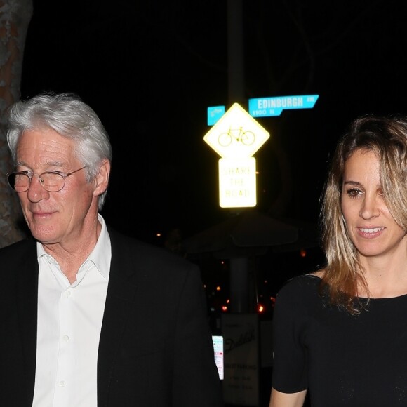 Richard Gere et sa compagne Alejandra Silva - Célébrités à la sortie d'une soirée privée au restaurant Delilah à Los Angeles, Californie, Etats-Unis, le 25 mars 2018.