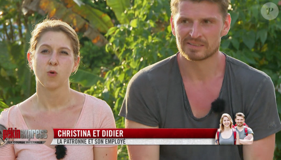 Christina et Didier dans l'épisode 1 de "Pékin Express : La Course infernale" sur M6.