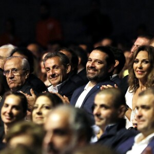 Michel Sleiman (président du Liban 2008-2014), Nicolas Sarkozy, Saad Al-Hariri, Premier Ministre du Liban, Nora Joumblatt - People assistent au concet de Carla Bruni-Sarkozy au Beiteddine Art Festival à Beyrouth au Liban le 30 juillet 2018. © Dominique Jacovides/Bestimage