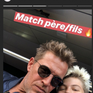 Benjamin Castaldi et son fils Enzo au match PSG - Angers - Instagram, 25 août 2018