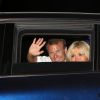 Exclusif - Le président de la République Emmanuel Macron et sa femme la première dame Brigitte Macron dans leur voiture après avoir participé à un pot de l'amitié suivi d'un bain de foule sur la place centrale du village de Bormes-les-Mimosas, le 17 août 2018. © Jacovides/Moreau/Bestimage