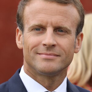 Le président de la République française Emmanuel Macron lors de la cérémonie de dépôt de gerbe au monument des soldats tombés à la citadelle de Copenhague - Le couple présidentiel français en visite d'État à Copenhague, Danemark, le 28 août 2018. © Ludovic Marin/Pool/Bestimage