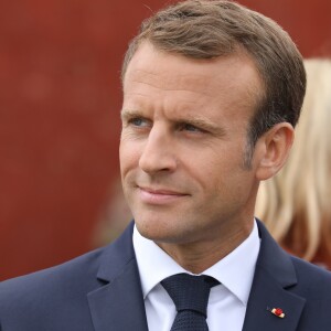 Le président de la République française Emmanuel Macron lors de la cérémonie de dépôt de gerbe au monument des soldats tombés à la citadelle de Copenhague - Le couple présidentiel français en visite d'État à Copenhague, Danemark, le 28 août 2018. © Ludovic Marin/Pool/Bestimage