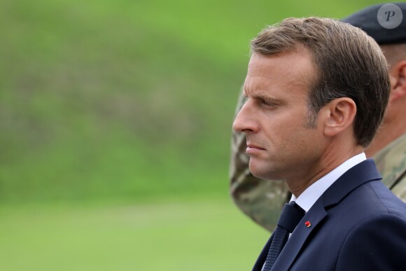 Le président de la République française Emmanuel Macron lors de la cérémonie de dépôt de gerbe au monument des soldats tombés à la citadelle de Copenhague - Le couple présidentiel français en visite d'État à Copenhague, Danemark, le 28 août 2018. © Ludovic Marin/Pool/Bestimage
