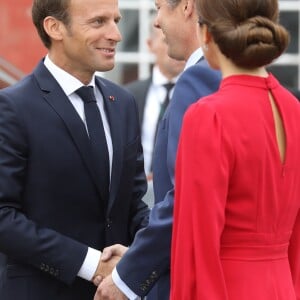 Le prince Frederik, La princesse Mary de Danemark et le président de la République française Emmanuel Macron à la Citadelle - Le couple présidentiel français en visite d'État à Copenhague, Danemark, le 28 août 2018. © Ludovic Marin/Pool/Bestimage