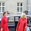 La première dame Brigitte Macron arrive à l'Académie royale des beaux-arts du Danemark à Copenhague avec la princesse Mary de Danemark le 28 août 2018. © Dominique Jacovides / Bestimage