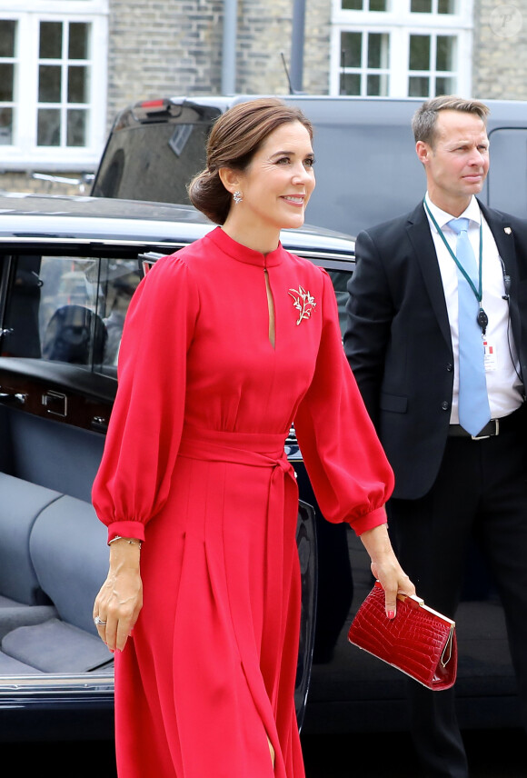 La première dame Brigitte Macron arrive à l'Académie royale des beaux-arts du Danemark à Copenhague avec la princesse Mary de Danemark le 28 août 2018. © Dominique Jacovides / Bestimage