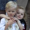 Le prince Jacques de Monaco et la princesse Gabriella de Monaco - Traditionnel Pique-nique des Monégasques dans les jardins du parc Princesse Antoinette à Monaco, le 31 août 2018. La famille a assisté à une danse folklorique animée par le groupe "La Paladienne". © Claudia Albuquerque/Bestimage