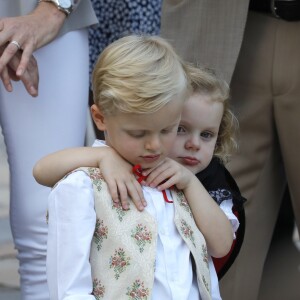 Le prince Jacques de Monaco et la princesse Gabriella de Monaco - Traditionnel Pique-nique des Monégasques dans les jardins du parc Princesse Antoinette à Monaco, le 31 août 2018. La famille a assisté à une danse folklorique animée par le groupe "La Paladienne". © Claudia Albuquerque/Bestimage