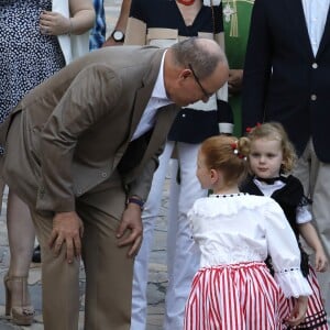 Albert II de Monaco avec la princesse Gabriella de Monaco, la baronne Elisabeth Ann de Massy - Traditionnel Pique-nique des Monégasques dans les jardins du parc Princesse Antoinette à Monaco, le 31 août 2018. © Claudia Albuquerque/Bestimage