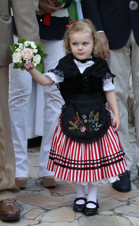 La princesse Gabriella de Monaco - Traditionnel Pique-nique des Monégasques dans les jardins du parc Princesse Antoinette à Monaco, le 31 août 2018. La famille a assisté à une danse folklorique animée par le groupe "La Paladienne". © Jean-Charles Vinaj / PRM / Bestimage