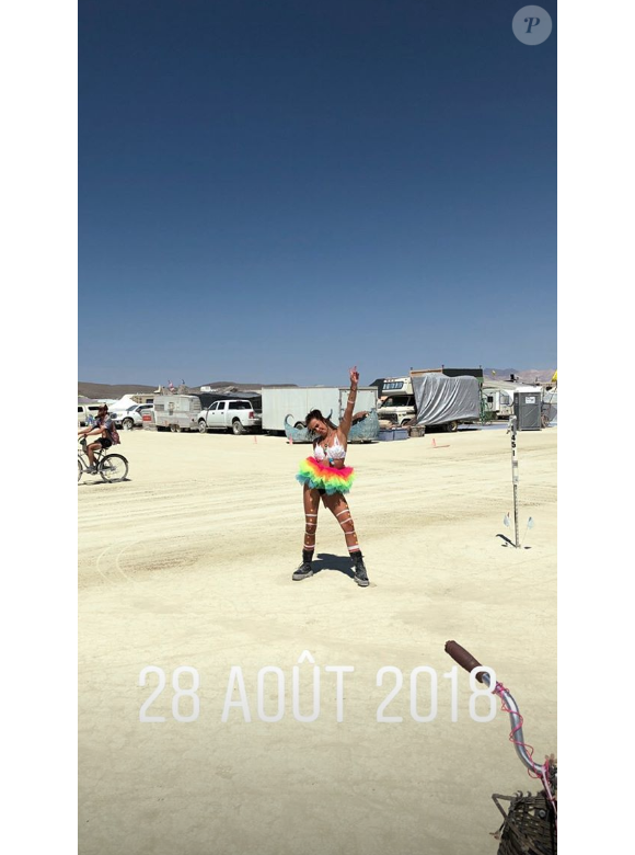 Pauline Ducruet se lâche à Burning Man, image extraite de sa story Instagram, septembre 2018.
