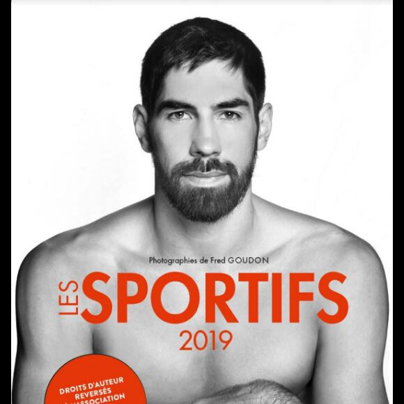 Nikola Karabatic en couverture du calendrier "Les sportifs 2019" réalisé par Fred Goudon et publié aux éditions First le 6 septembre 2018.