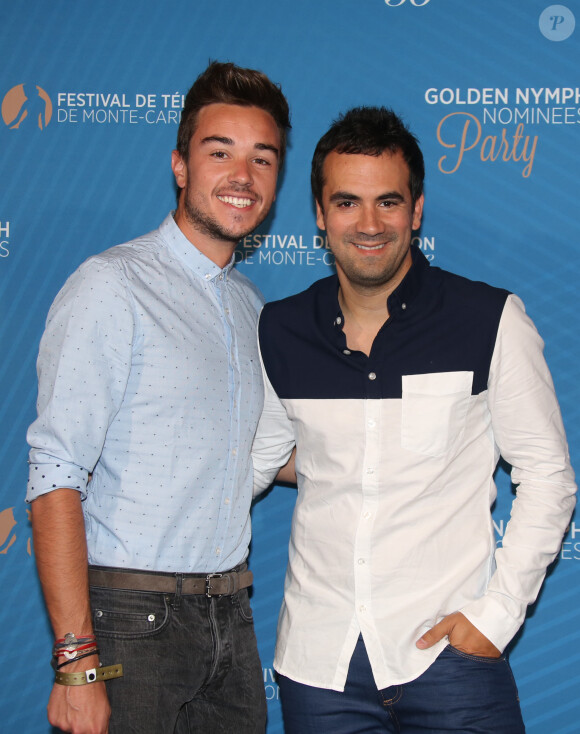 Alex Goude et son mari Romain lors de la soirée des nominations aux Nymphes au Monte-Carlo Bay Hotel & Resort lors du 56ème Festival de télévision de Monte-Carlo, le 15 Juin 2016. © Denis Guignebourg/BestImage