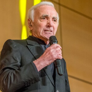 Charles Aznavour en concert à l'Office des Nations Unies à Genève. Le 13 mars 2018.