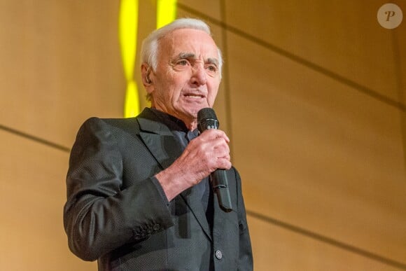 Charles Aznavour en concert à l'Office des Nations Unies à Genève. Le 13 mars 2018.