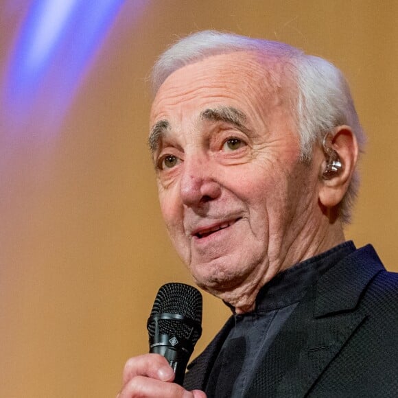 Charles Aznavour en concert à l'Office des Nations Unies à Genève. Le 13 mars 2018.