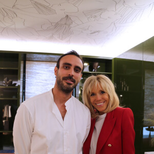 Brigitte Macron - Visite de l'exposition Brut et Précieux, à la Compagnie des Philanthropes à Paris, le jeudi 13 septembre 2018. Ici ;: Fabrizio Casiraghi, Brigitte Macron