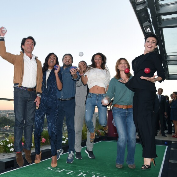 Exclusif - Laurence Roustandjee, Anthony Dupray, Emmanuelle Boidron, Alexandra Kazan et Caroline Bourg - 1er Trophée Shangri-La de pétanque by Boboules à l'hôtel Shangri-La à Paris, le 17 septembre 2018. © Giancarlo Gorassini/Bestimage