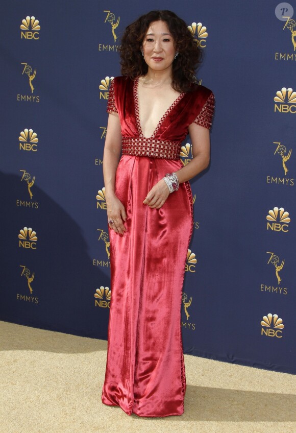 Sandra Oh aux 70e Primetime Emmy Awards au théâtre Microsoft à Los Angeles, le 17 septembre 2018