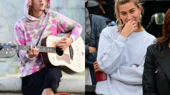 Justin Bieber : Guitare et sourire béat pour ravir Hailey Baldwin en pleine rue