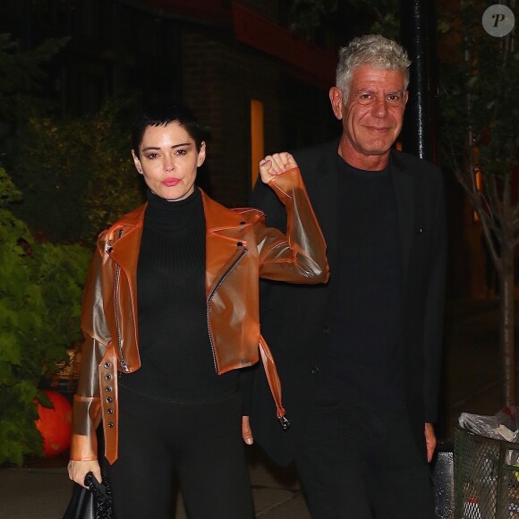Rose McGowan et Anthony Bourdain à New York le 2 novembre 2017.