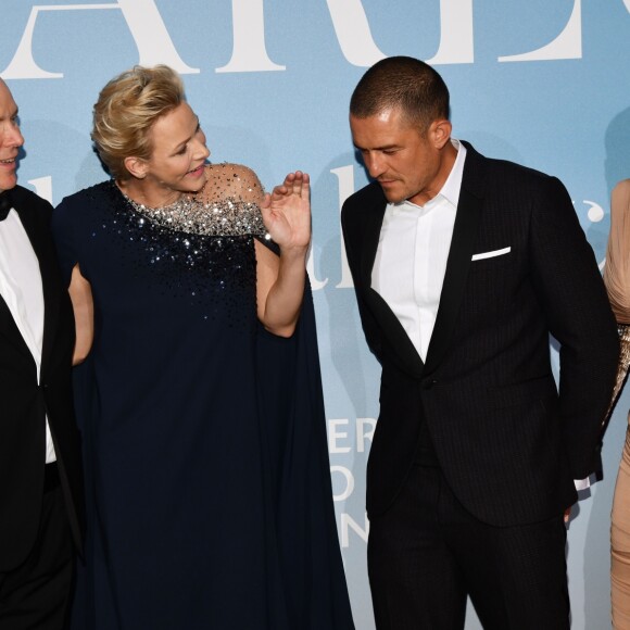 Le prince Albert II de Monaco, la princesse Charlene, Orlando Bloom et sa compagne Katy Parry lors de la 2ème édition du "Monte-Carlo Gala for the Global Ocean" à Opéra de Monte-Carlo à Monaco, le 26 septembre 2018. © Bruno Bébert/Bestimage