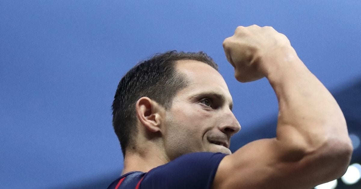 Renaud Lavillenie lors de la finale de saut à la perche ...