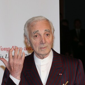 Charles Aznavour lors du photocall de la soirée de remise de prix au Festival Lumière à Lyon le 20 octobre 2017.