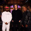 Kanye West, Adam Driver et Kenan Thompson, stars du Saturday Night Live du 29 septembre 2018.