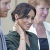Le prince Harry, duc de Sussex, et Meghan Markle, duchesse de Sussex, inaugurent l'université technologique à Bognor Regis. C'est leur première visite dans le comté de Sussex depuis leur mariage. Le 3 octobre 2018.