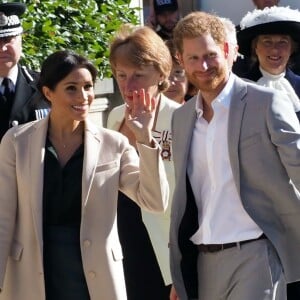 Le prince Harry, duc de Sussex, et Meghan Markle, duchesse de Sussex, inaugurent l'université technologique à Bognor Regis. C'est leur première visite dans le comté de Sussex depuis leur mariage. Le 3 octobre 2018.