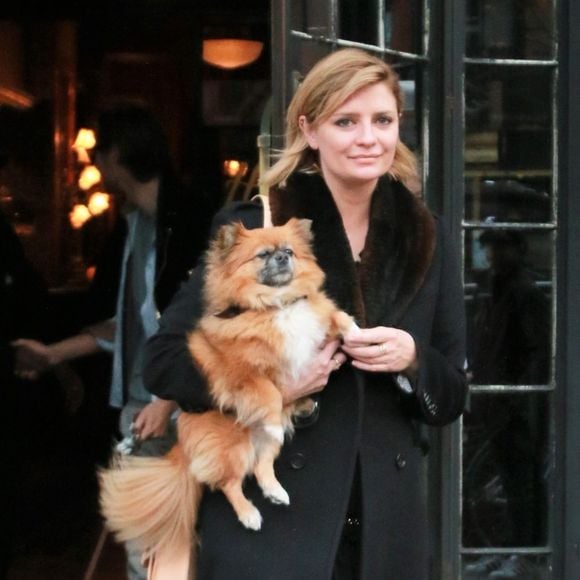 Mischa Barton et son compagnon le mannequin J.Abercrombie quittent l'Hôtel Bowery à New York. Ils sont accompagnés des deux chiens de Mischa, Ziggy et Charlie, le 14 novembre 2017. '