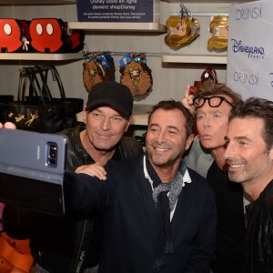 Exclusif - Laurent Baffie, Bernard Montiel, Franck Dubosc et Richard Orlinski - 1er anniversaire de la collaboration entre l'artiste contemporain R.Orlinski avec le parc Disneyland Paris, au Disney Store, à Paris, France, le 4 octobre 2018. © Rachid Bellak/Bestimage  (No Web No Blog pour la Belgique et la Suisse)04/10/2018 - Paris